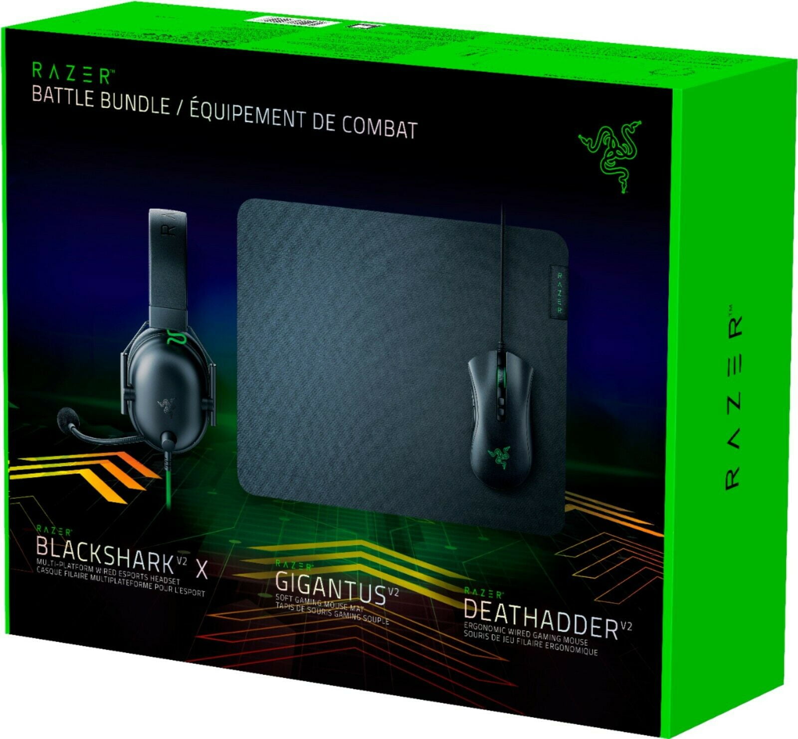 Razer Rz Battle Bundle Deathadder V2 Blackshark V2 X Gigantus V2 M Black Walmart Com