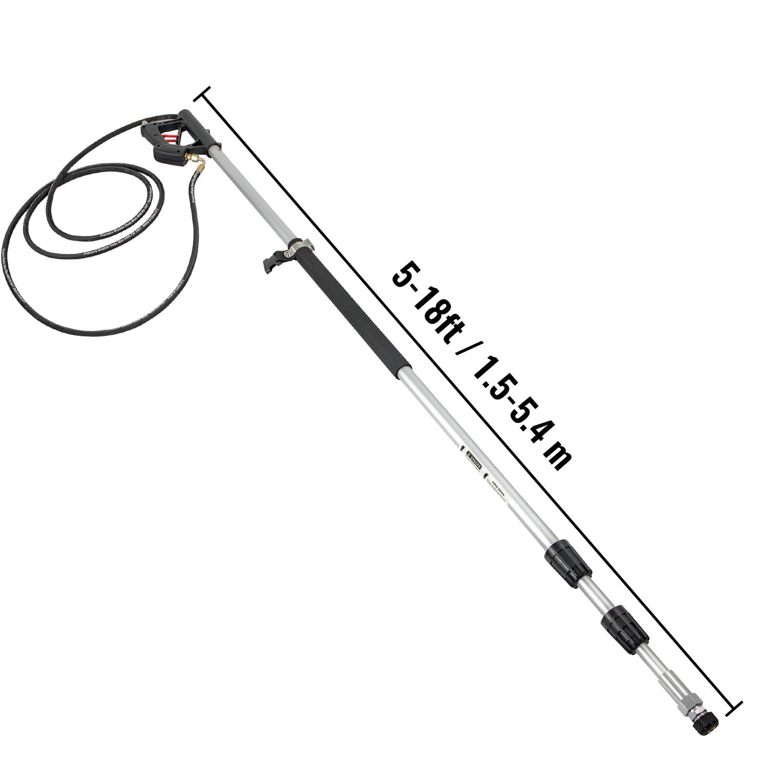 VEVOR Pressure Washer Wand Telescoping 18ft 4000psi W/ Belt 3/8" Quick Connector