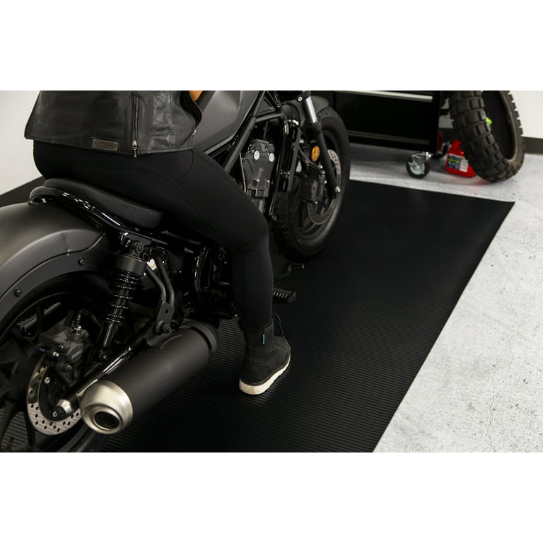 G-Floor 5' x 10' Ribbed Motorcycle Mat - Midnight Black