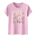 thumbnail image 4 of Xdegoge Tops for Women Trendy T Shirt with Multi Daisy Garden Print Casual Crewneck Short Sleeve Tees Floral Patterned Tops and Blouses for Women, 4 of 5