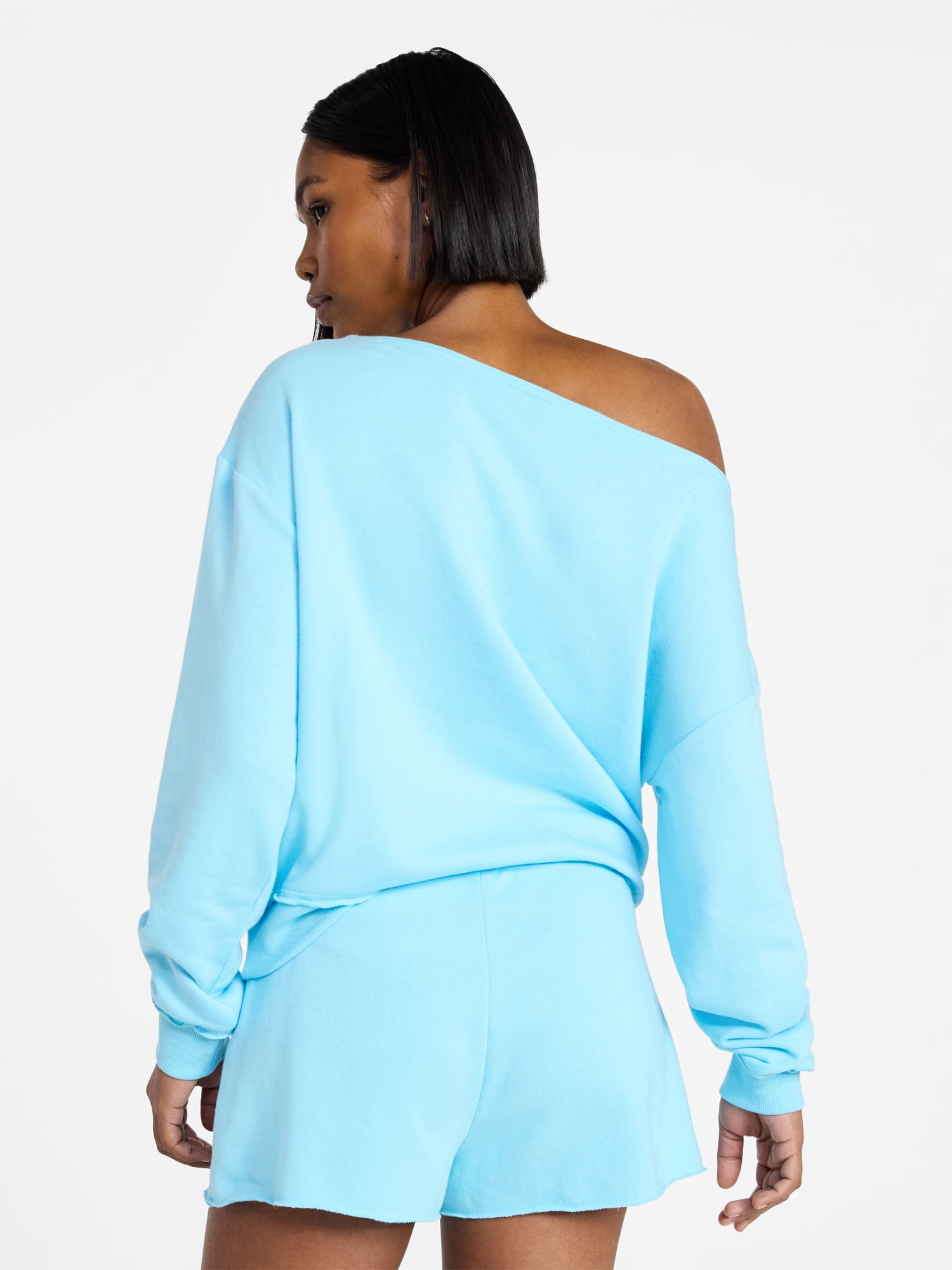 No Boundaries Off the Shoulder Sweatshirt with Long Sleeves, Women’s and Women's Plus XXS-4X