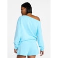 thumbnail image 3 of No Boundaries Off the Shoulder Sweatshirt with Long Sleeves, Women’s and Women's Plus XXS-4X, 3 of 5