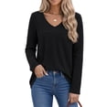 thumbnail image 2 of Fantaslook Long Sleeve Shirts for Women V Neck Lightweight Sweaters Casual Fall Tunic Tops Fashion Spring Clothes, 2 of 9