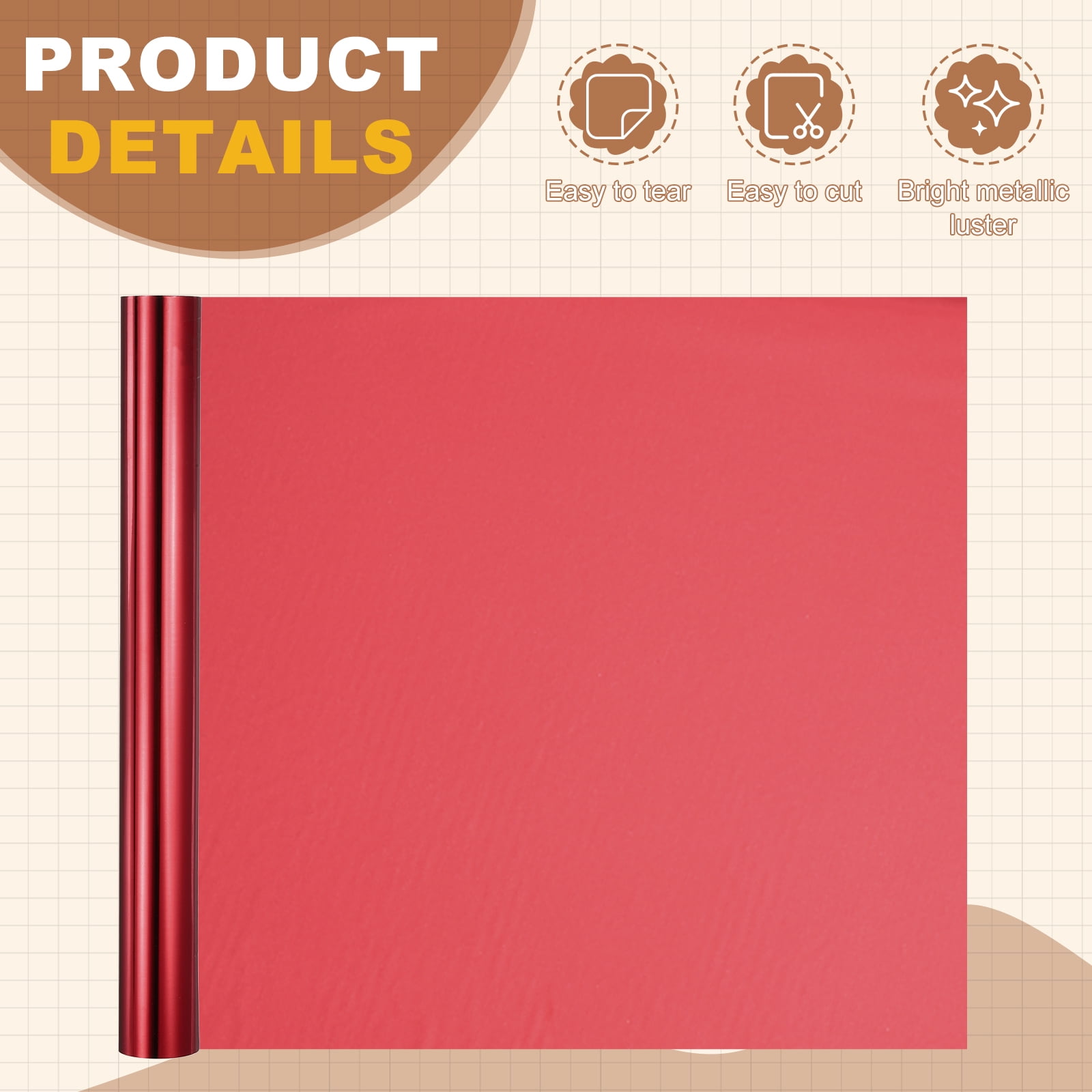 Uxcell Heat Foil Transfer Paper Roll, 12.6 in x 32.8 ft Heat Activated Foil Sheets Toner Reactive Laminator Laser Printer Hot Stamping Sheet for DIY Card Scrapbooking, Red