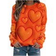 thumbnail image 1 of VALMASS Chandails en Molleton de la Saint-Valentin pour Femmes Manches Longues Imprimé Cœur Hauts Décontractés Col Rond Blouses d'Extérieur (2TG, Orange), 1 of 3