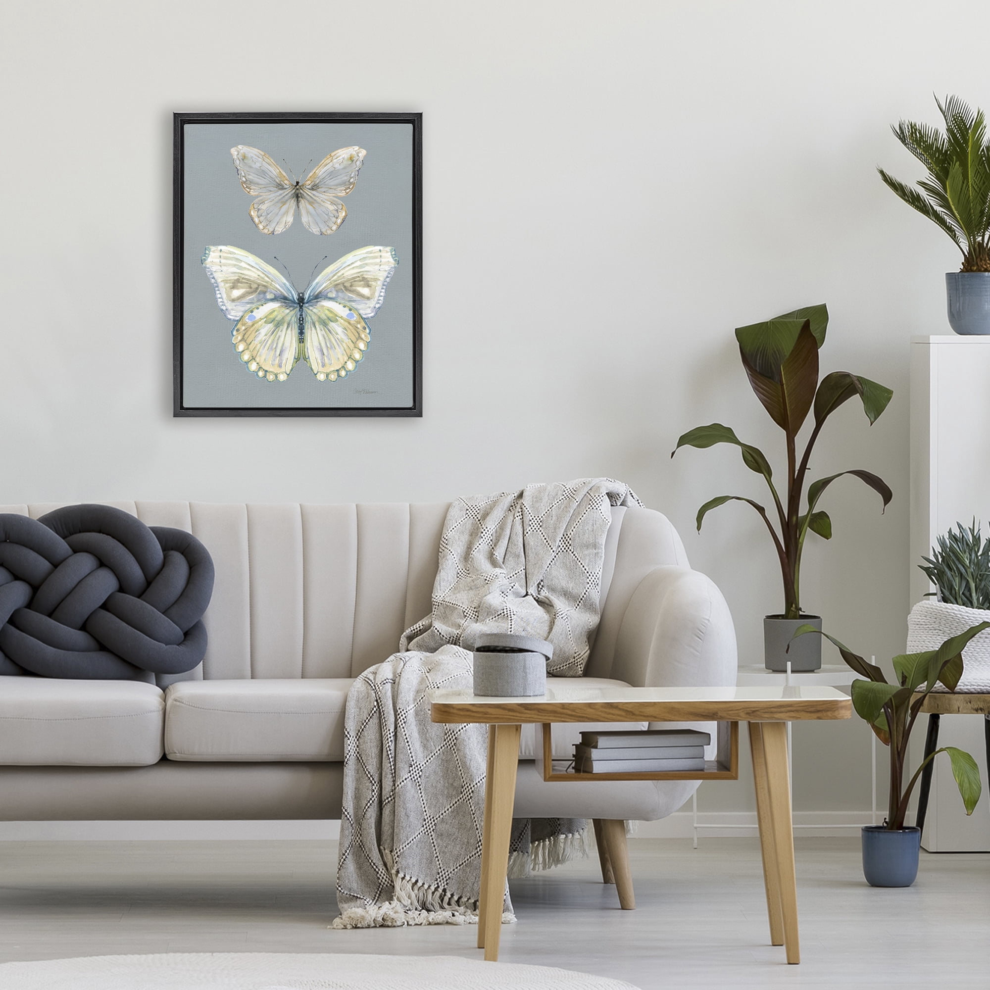 Stupell Industries Butterfly Pair Study Black Framed Floater Canvas Wall Art, design by Carol Robinson