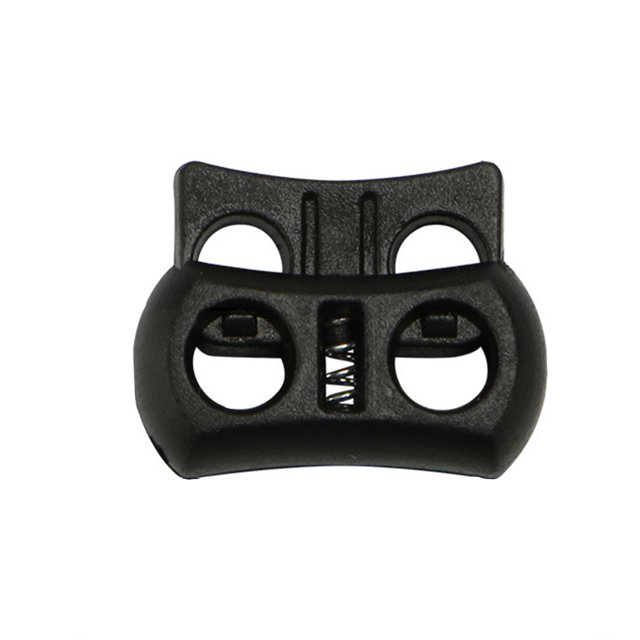 Sonducket 100 piezas tapón de plástico Cordón de zapato bloqueo de cordón de un solo agujero doble sujetador de resorte Clip cordón Toggle Accesorios de disfraces negro 10 2*1.5
