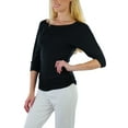 thumbnail image 3 of ToBeInStyle Women's Bow-Back 3/4 Sleeve Top with Side Shirring, 3 of 7