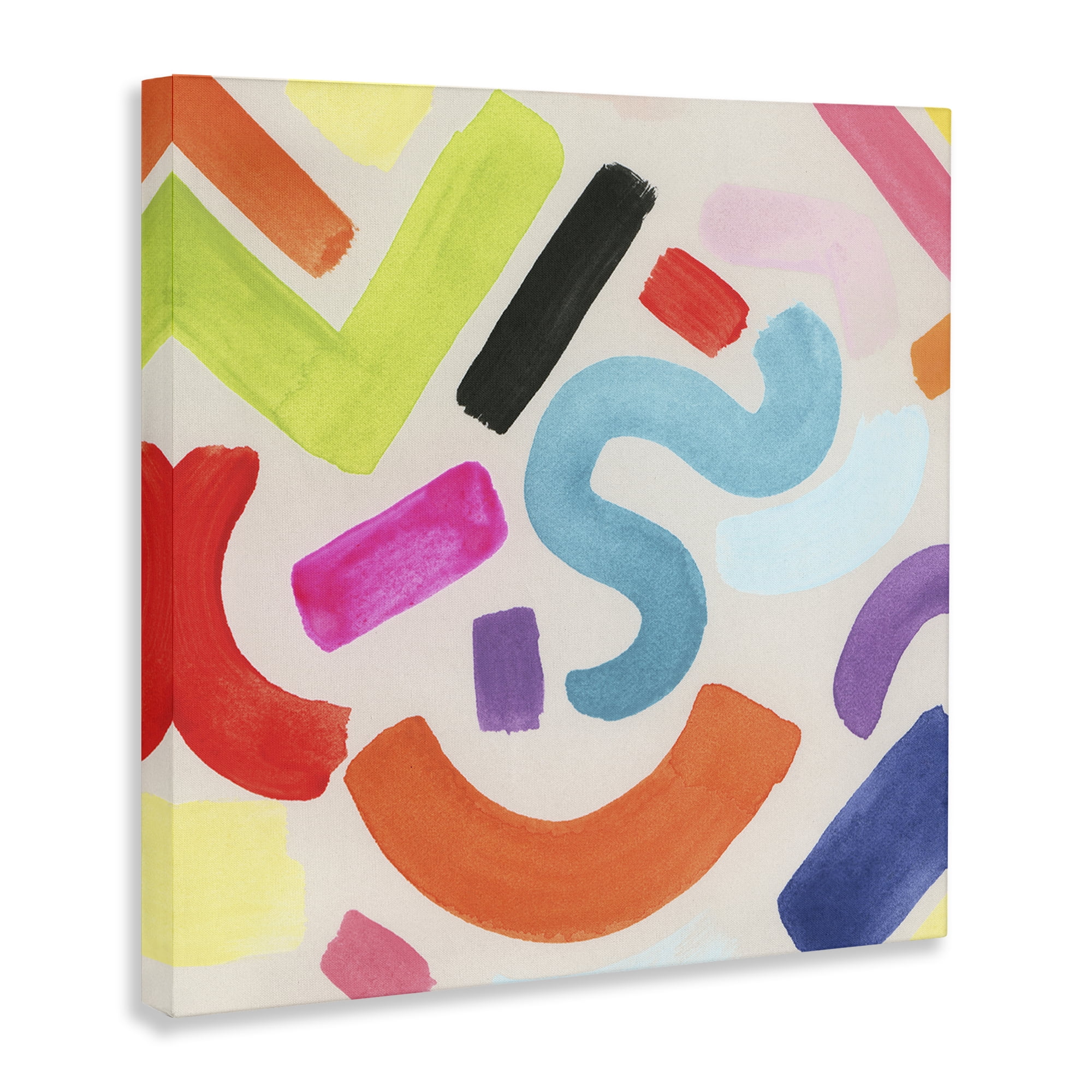 Stupell Industries Retro Squiggle Shapes Abstract Painting Wrapped Canvas Art Print Wall Art, 24 x 24