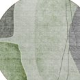 thumbnail image 4 of 8' Olive Green And Gray Round Abstract Washable Indoor Outdoor Area Rug, 4 of 5