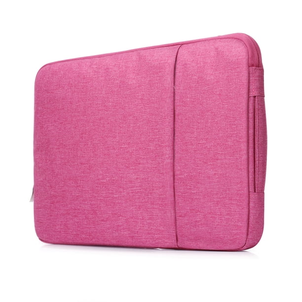 Matsuzay Bolsa para portátil de 15 pulgadas, reutilizable, lavable, con asa, cremallera protectora, Color sólido, multibolsillo, bolsa de Almacenamiento y organización del hogar Rosa roja