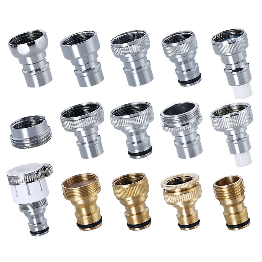 Tibvox Strong Brass Hose Adapters Universal Quick Connection Couplers for Faucets Garden Hoses & Washing Machine Tubes