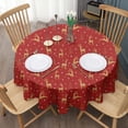 thumbnail image 3 of Red Christmas Golden Reindeer Pattern Round Tablecloth 60"x60",Wrinkle Wipeable Table Cloth for Kitchen Dining Room Picnic Patio Party, 3 of 6