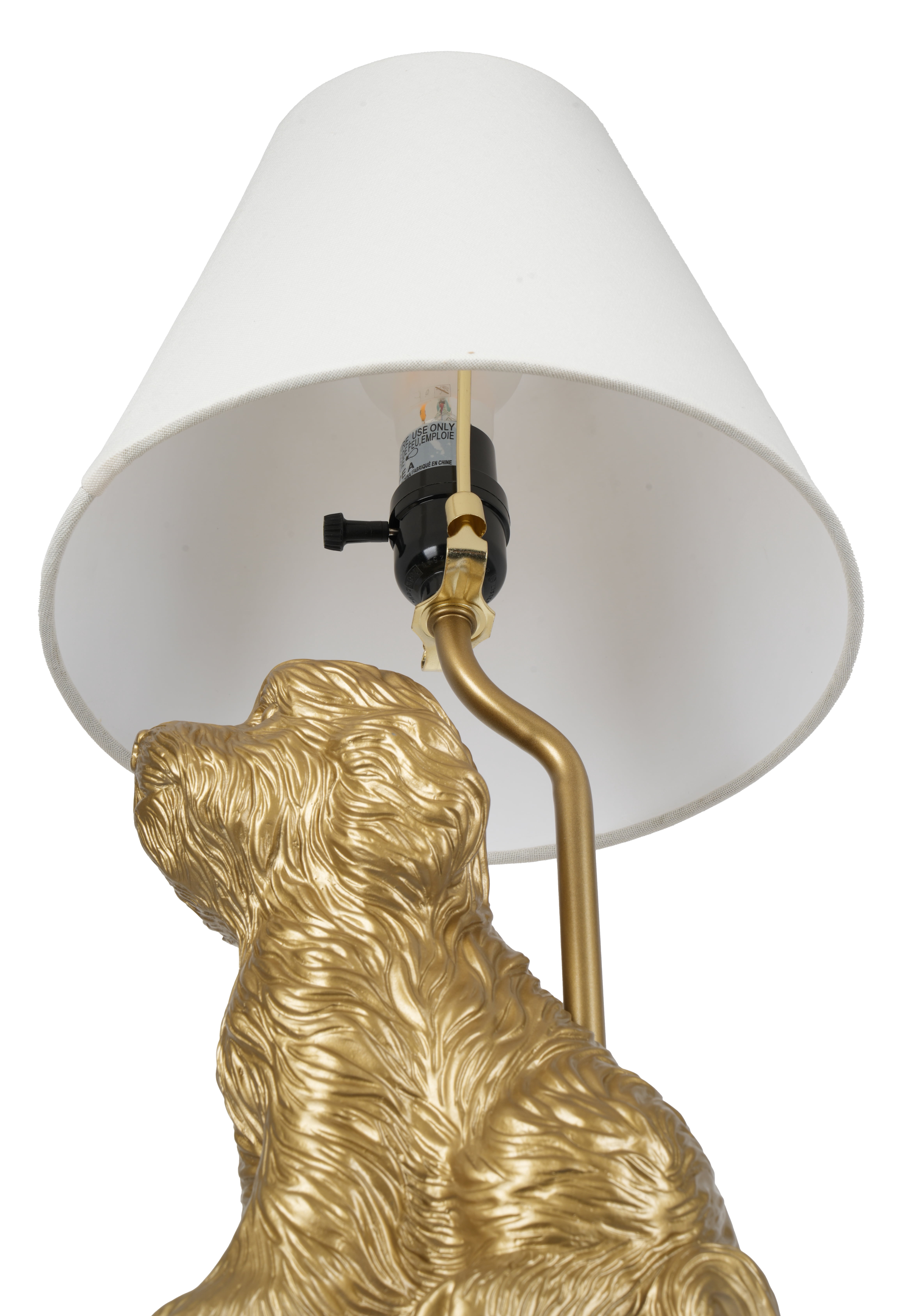 Home Decor Collection Catalina Lighting Golden Doodle Table Lamp with Painted Gold Finish and Tapered Linen Shade, 18"H