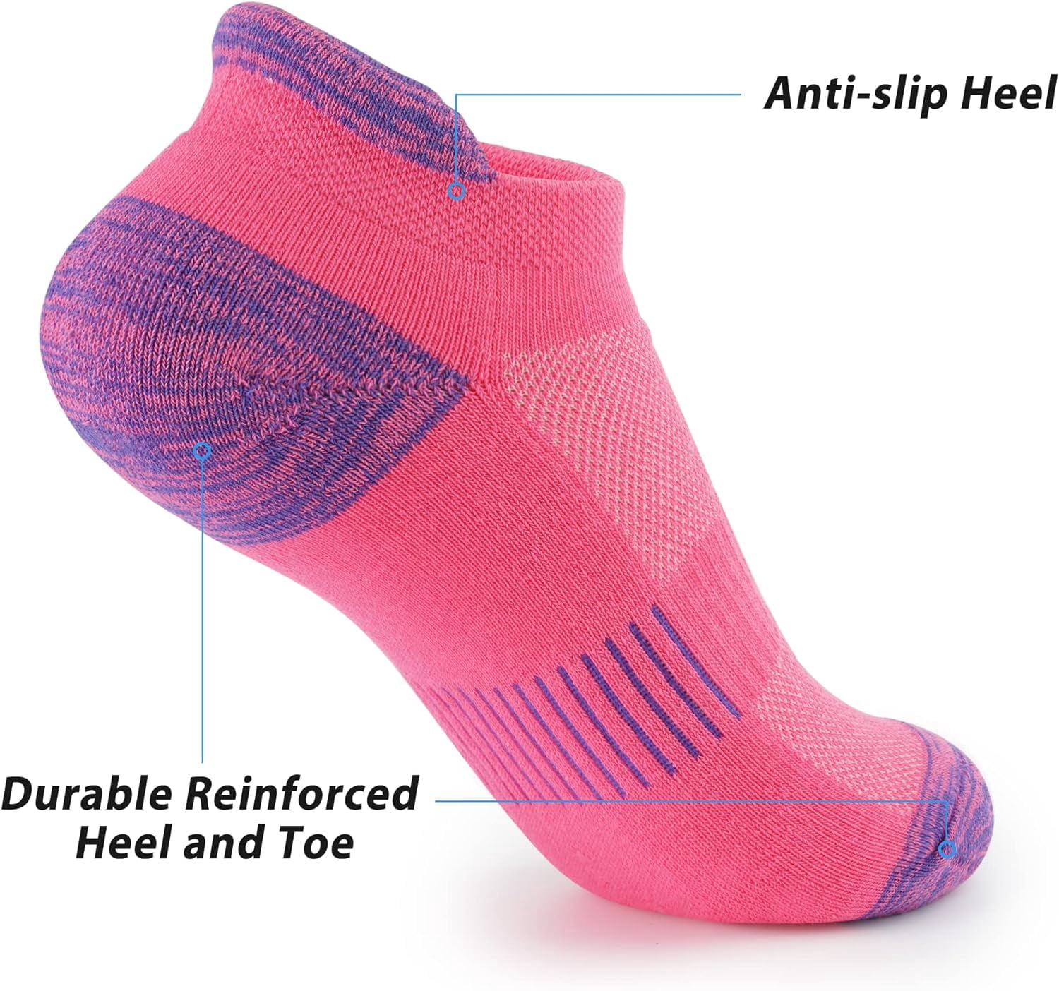 Womens Ankle Socks 5 Pairs Cushioned Running Athletic No Show Socks With Tab