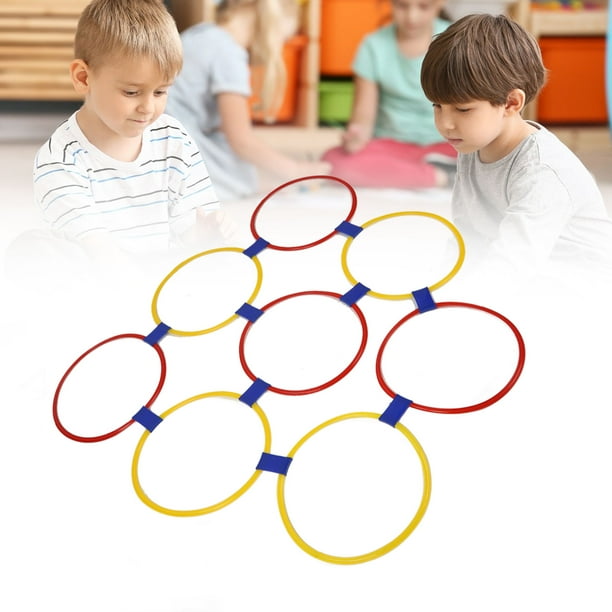 Aro de Atrenamiento Sensorial Con 10 Anillos de Juego, Aros de PlásStico Portátiles para Ejercio de Niños, Juego de Rayuela y Treenamiento de Equilibrio