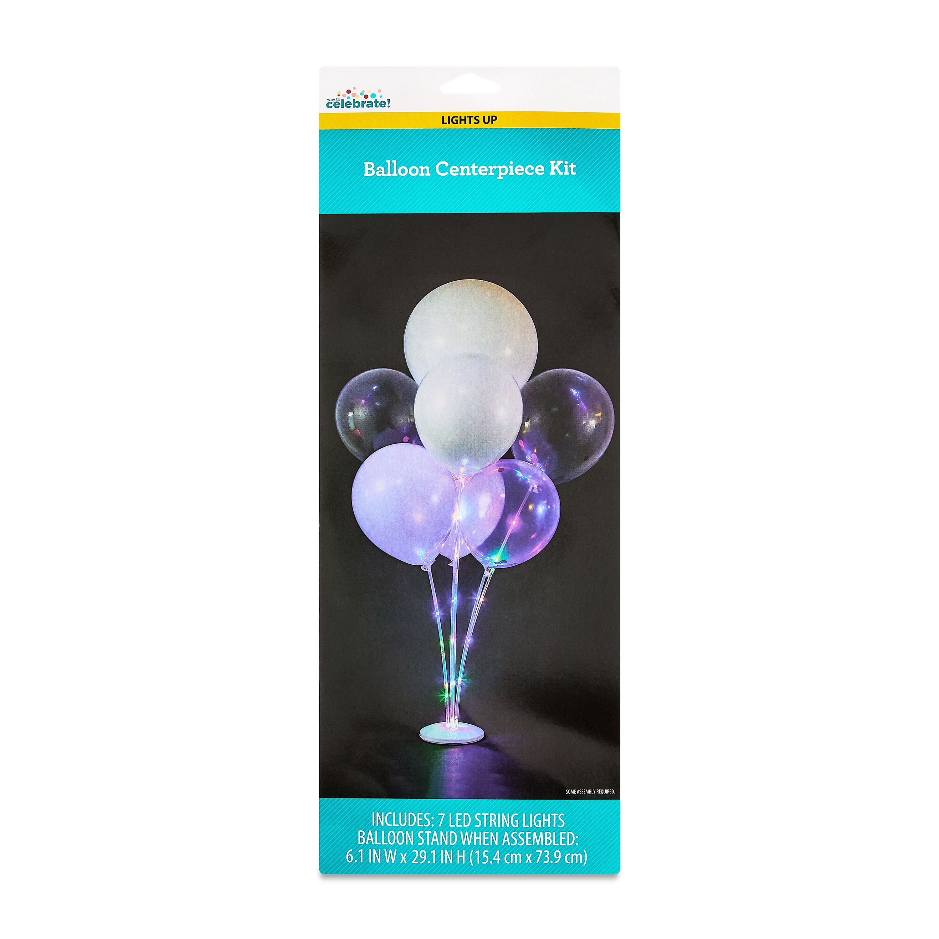 Way to Celebrate Light-Up LED Balloon Centerpiece Kit, Multicolor, by Way To Celebrate
