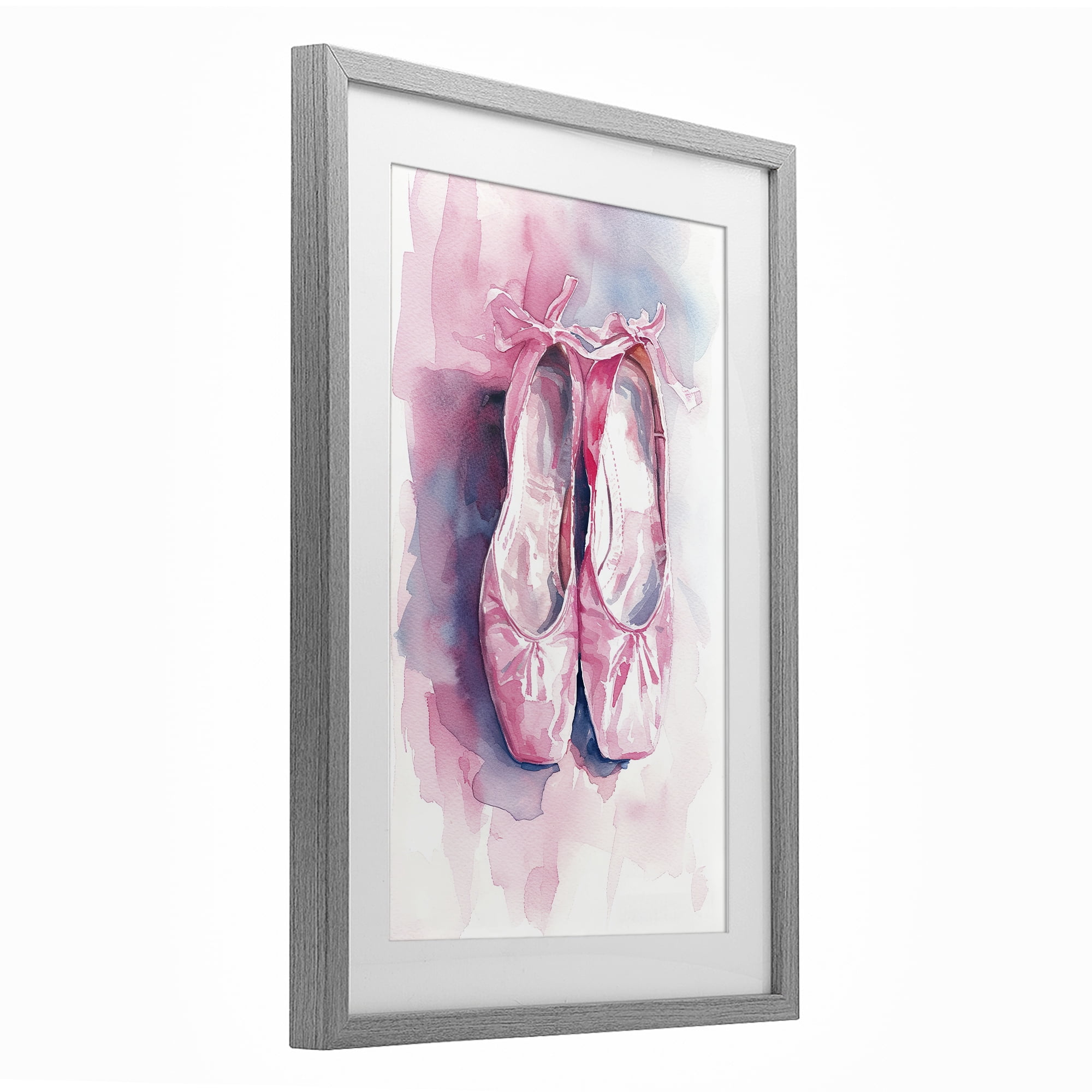 Stupell Industries Blush Ballet Slippers Gray Framed Print Under Glass, design by Ray Powers