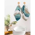 thumbnail image 2 of Turquoise Brown Ombre Kitchen Dish Towels for Drying Dishes Set of 3, Modern Geometric Moire Abstract Art Waffle Weave Microfiber Hand Tea Bathroom Towels Quick Dry & Absorbent Towel 12x12, 2 of 7