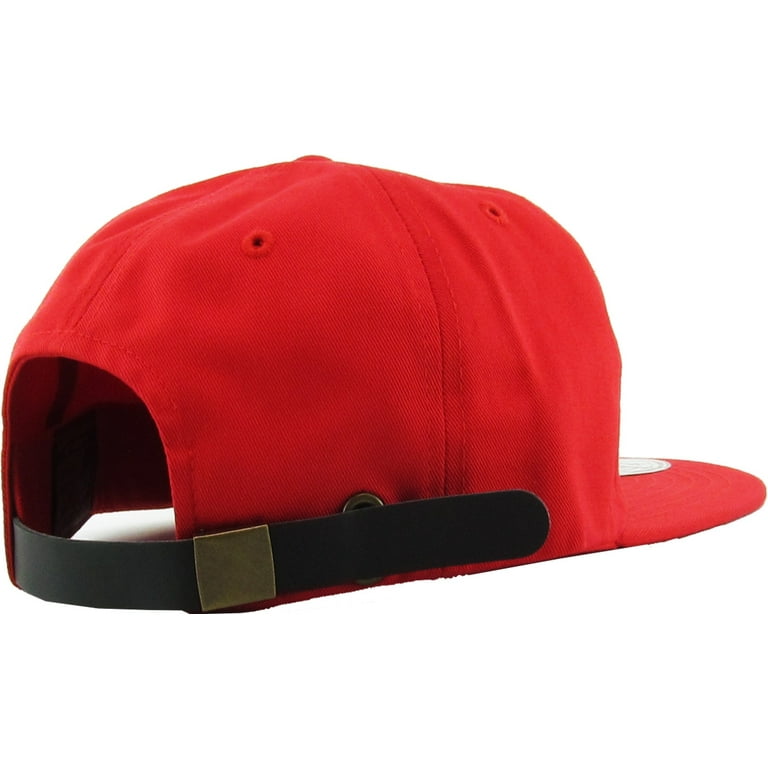 Red Classic Cotton Style Adjustable Brim Baseball Strapback Unconstructed Cap Flat