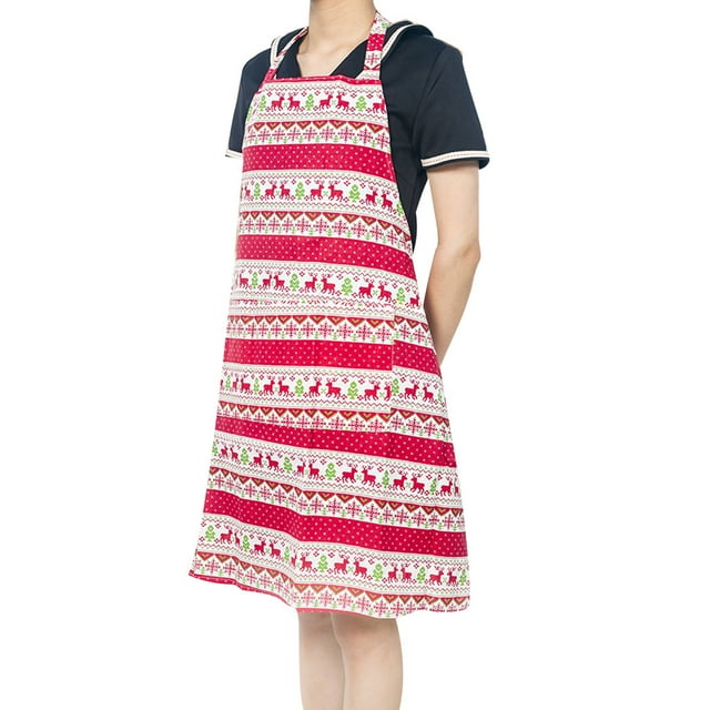 Bangcool Christmas Apron Creative Elk Printing Cooking Apron Adults Apron for Kitchen Bar