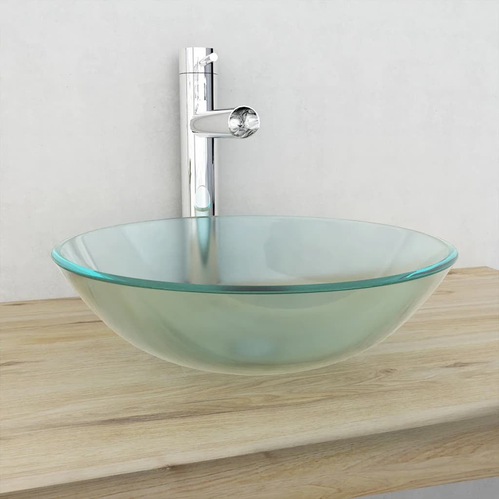 vidaXL Basin Tempered Glass 16.5" Brown
