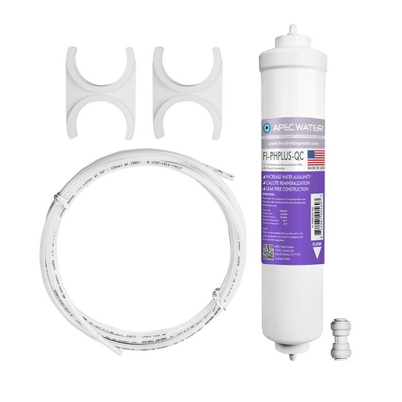 APEC PHPLUSKIT-14 US MADE 10" Alkaline High Purity pH+ Calcium Carbonate Inline Filter Kit with 1/4" Quick Connect