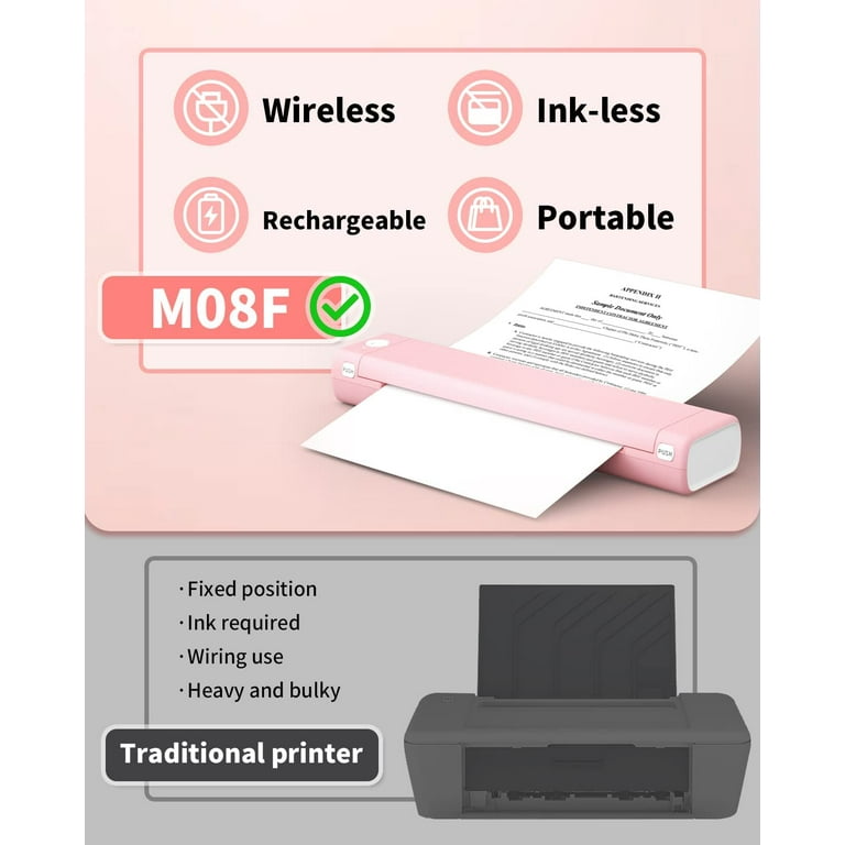 Phomemo Portable Printer Wireless Travel M08f Letter Wireless