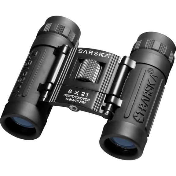 BARSKA 8x21 Lucid View, Black, Compact, Blue Lens, Clam