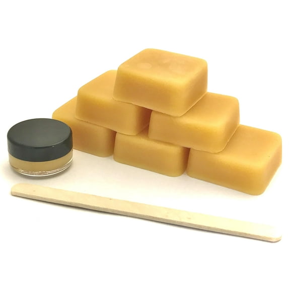 Made in USA DIY Pre Mixed Beeswax Wrap KIT- Made with Pine Resin Beeswax & Jojoba Oil - Beeswax Wraps for Food- Make Your Own 6 Bees Wrap Sheets with 5 ml Pinon Salve for Sticky Fingers Square Shape