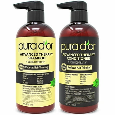 PURA D'OR Advanced Therapy System - Biotin Shampoo & Conditioner Set (16oz x 2)