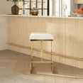 thumbnail image 6 of Filomena White Boucle Fabric Upholstered Tufted Kitchen Gold Metal Counter Stool, 6 of 9