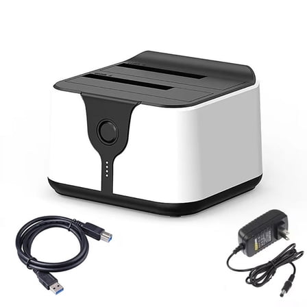 Dual Bay HDD Docking Station One Click Offline Clone to USB 3.0 HDD Docking Station for 2.5/3.5inch SSD HDD US Plug