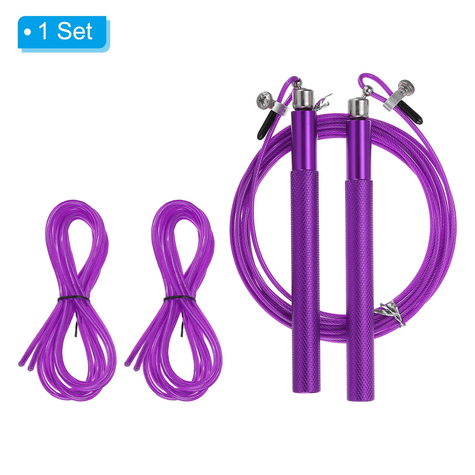 Uxcell 10Ft Speed Skipping Rope 2.5mm Adjustable Speed Jumping Rope with Replacement Cable Purple
