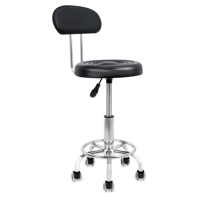 Banco Multifuncional Taburete Giratorio Aciento De Espuma Suave con Ruedas Redondo Banco De Trabajo Silla Giratoria con Reposapiés De Altura Ajustable para Oficina Salón SPA