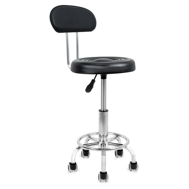 Banco Multifuncional Taburete Giratorio Aciento De Espuma Suave con Ruedas Redondo Banco De Trabajo Silla Giratoria con Reposapiés De Altura Ajustable para Oficina Salón SPA