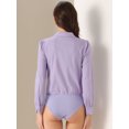 thumbnail image 3 of DARING DIVA Leotard Shirt Collared Button Down Long Sleeves Bodysuit M Purple, 3 of 6