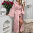 thumbnail image 5 of WCJM Women's Robe Soft Long Sleeve Satin Robe for Women Comfortable Loungewear Sleepwear Home Wrap, 5 of 6