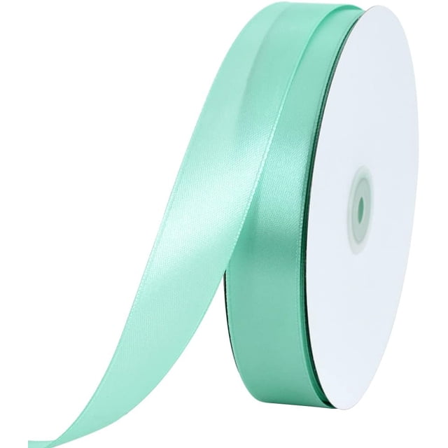 TONIFUL 1 Inch x 100yds Teal Turquoise Blue Satin Ribbon, Thin Solid Color Satin Ribbon for Gift Wrapping, Crafts, Hair Bows Making, Wedding Party Decoration, Invitation Cards, Floral Bouquets