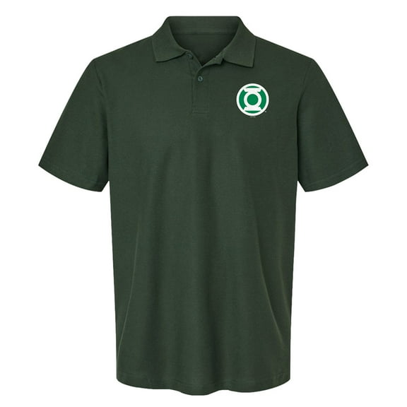 Green Lantern Core White Logo Cotton Polo Shirt, Hunter Green, 2X-Large
