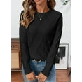 thumbnail image 6 of Eytino Plus Size Sweaters for Women Trendy Casual Crewneck Long Sleeve Cable Knit Sweater Pullover Sweaters Fall Sweater Tops Black 2XL, 6 of 10