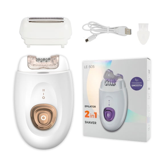 2-in-1 Electric Epilator with Light for Women - Painless Hair Removal Trimmer & Shaver with Adjustable Comb, Cordless for Face Underarm Legs Body（2-pack）