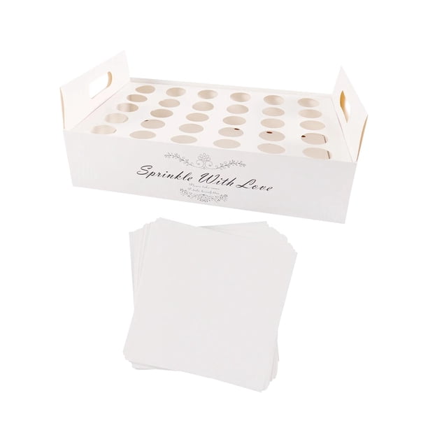 Caja porta conos de confeti para bodas, decoración de conos de confeti para aniversario 30 hoyos blanco