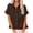 *Coffee, variant on Women's and Women's Plus Button Down Shirt,Rolled Short Sleeve Cropped Blouse for Women,Ladies Summer Ruffle Hem Tops with Pockets,Army Green,S-2XL