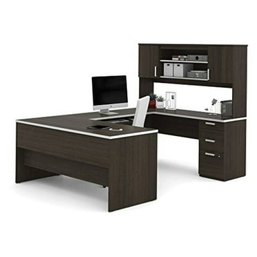 HomeStock Artisanal Artistry U-Shaped Desk In Dark Chocolate