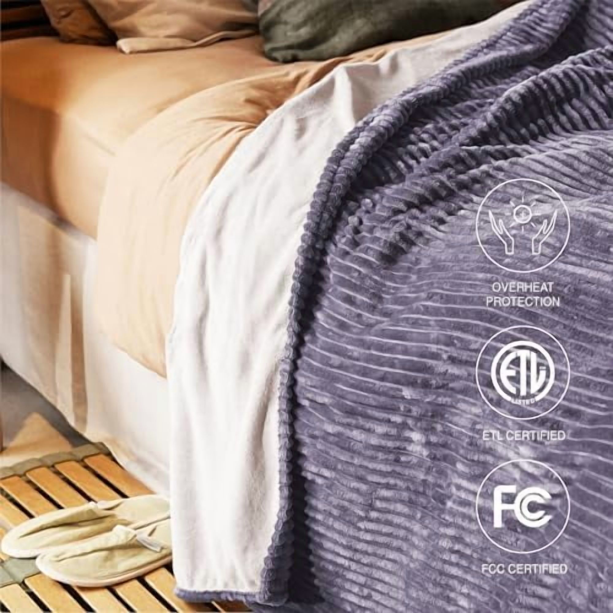 Heated Blanket Twin Size 62"x84",ETL Certification-10 Heating Levels Electric Blanket&1-10 Hour Auto Off,Machine Washable Heating Blanket (Purple)