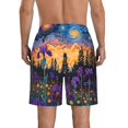 thumbnail image 3 of KLL Cosmic Irises At Twilight Men's Casual Summer Beach Shorts Hawaiian Shorts with Pockets-Small, 3 of 5