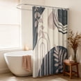 thumbnail image 5 of Inadays Shower Curtain Liner Mid Century Modern Navy Blue Boho Leaves Shower Heavy Duty Curtains Bathroom Decor Sets Waterproof with Hooks, 72x72in, 5 of 9