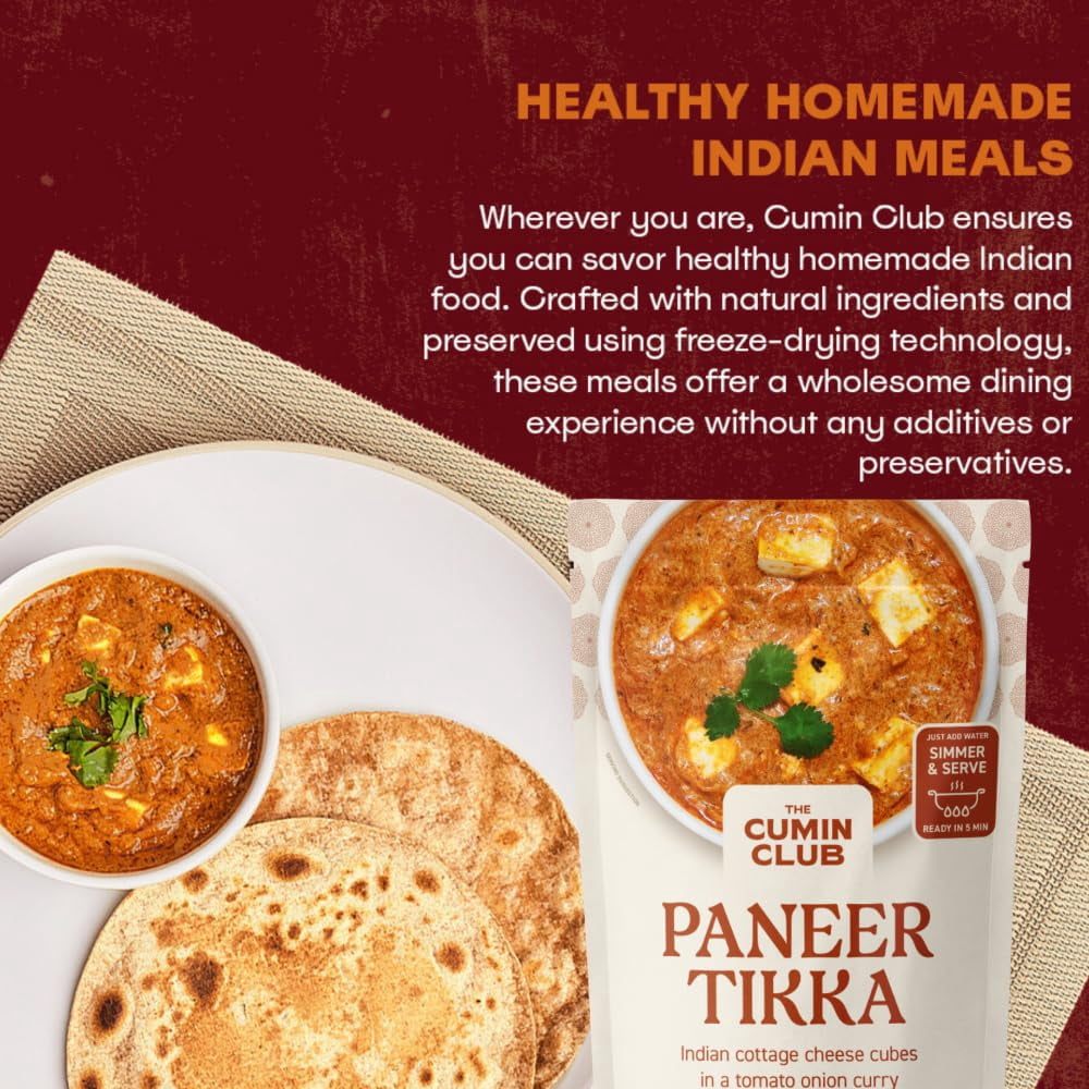 The Cumin Club Paneer Tikka Meal Kit - Instant Meals - Ready to Eat Indian Food (Pack of 5)
