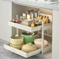 thumbnail image 4 of Kitchen Retractable Storage Rack, No-Drill Drawer-Style Cabinet Dishware And Condiment Pull-Out Basket, Double-Layer Retractable Pull-Out Tray - White, 4 of 6